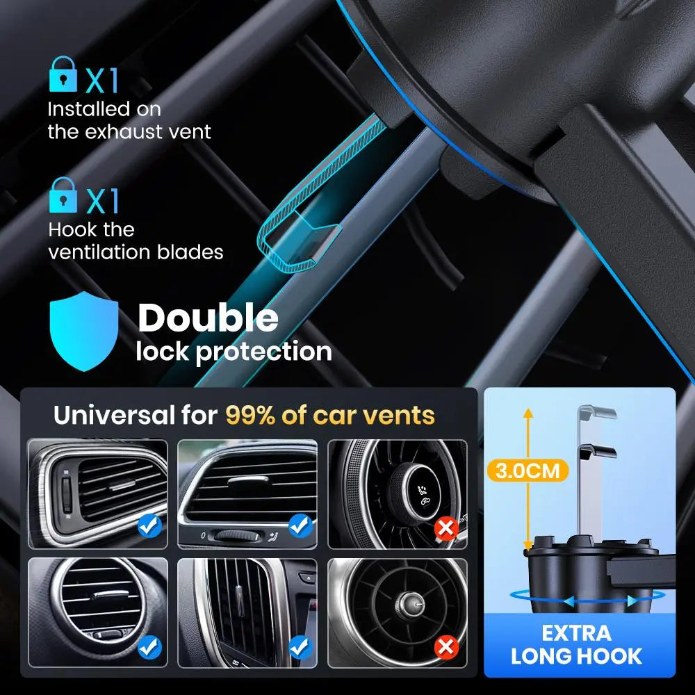 Car Air Vent Phone Holder - 360° Rotatable Adjustable Mount for Smartphones - Universal Automotive Accessory