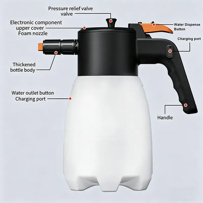 Rechargeable Cordless Electric Foam Sprayer - High Pressure Foam Cannon for Automotive Detailing, Home and Industrial Cleaning with Smart Pressure Control and Ergonomic Handle