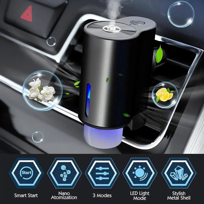 Premium Car Essential Oil Diffuser and Air Freshener - Aromatherapy Humidifier for Vehicles - Ideal Gift for Christmas and Birthdays