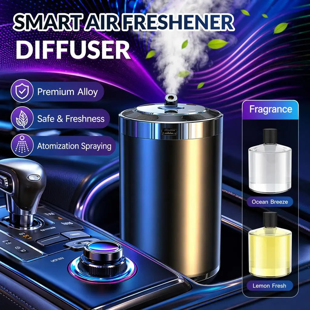 Smart Touch Control Car Interior Air Freshener Diffuser - Portable Rechargeable with 5 Adjustable Mist Modes, RGB Star Projector Ambient Lighting, Long-Lasting Cologne & Ocean Scents, Ideal Gift for Women and Car Accessories