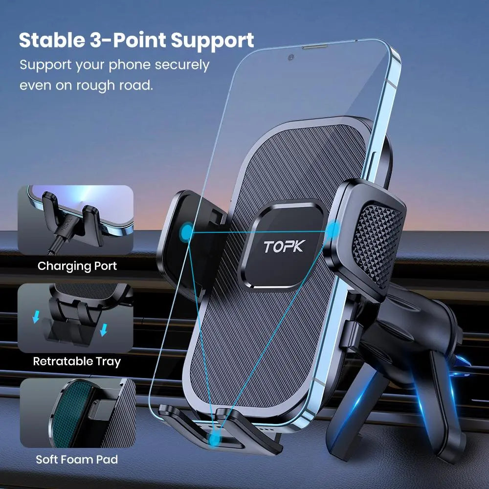 Car Air Vent Phone Holder - 360° Rotatable Adjustable Mount for Smartphones - Universal Automotive Accessory