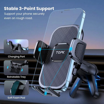 Car Air Vent Phone Holder - 360° Rotatable Adjustable Mount for Smartphones - Universal Automotive Accessory