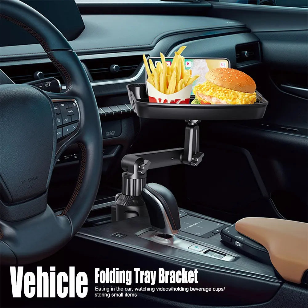 Car Dining Tray Table Holder - Multifunctional Organizer for Drinks, Snacks, and Phone Stand - Vehicle Interior Storage Solution