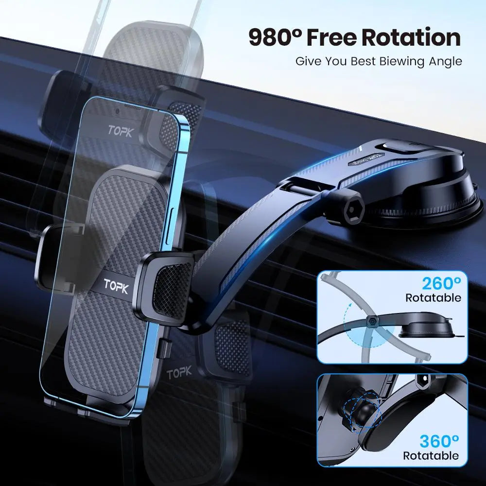 Adjustable Car Dashboard Phone Holder - Universal Mount for Mobile Devices